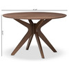 Baxton Studio Monte Mid-Century Modern Walnut Wood 47-Inch Round Dining Table 134-7175
